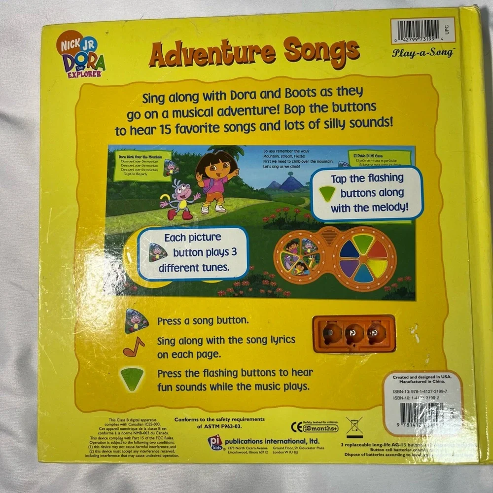 Vintage Dora‎ Explorer Adventure Songs Play-A-Song Book 2004 Nick Jr VTG